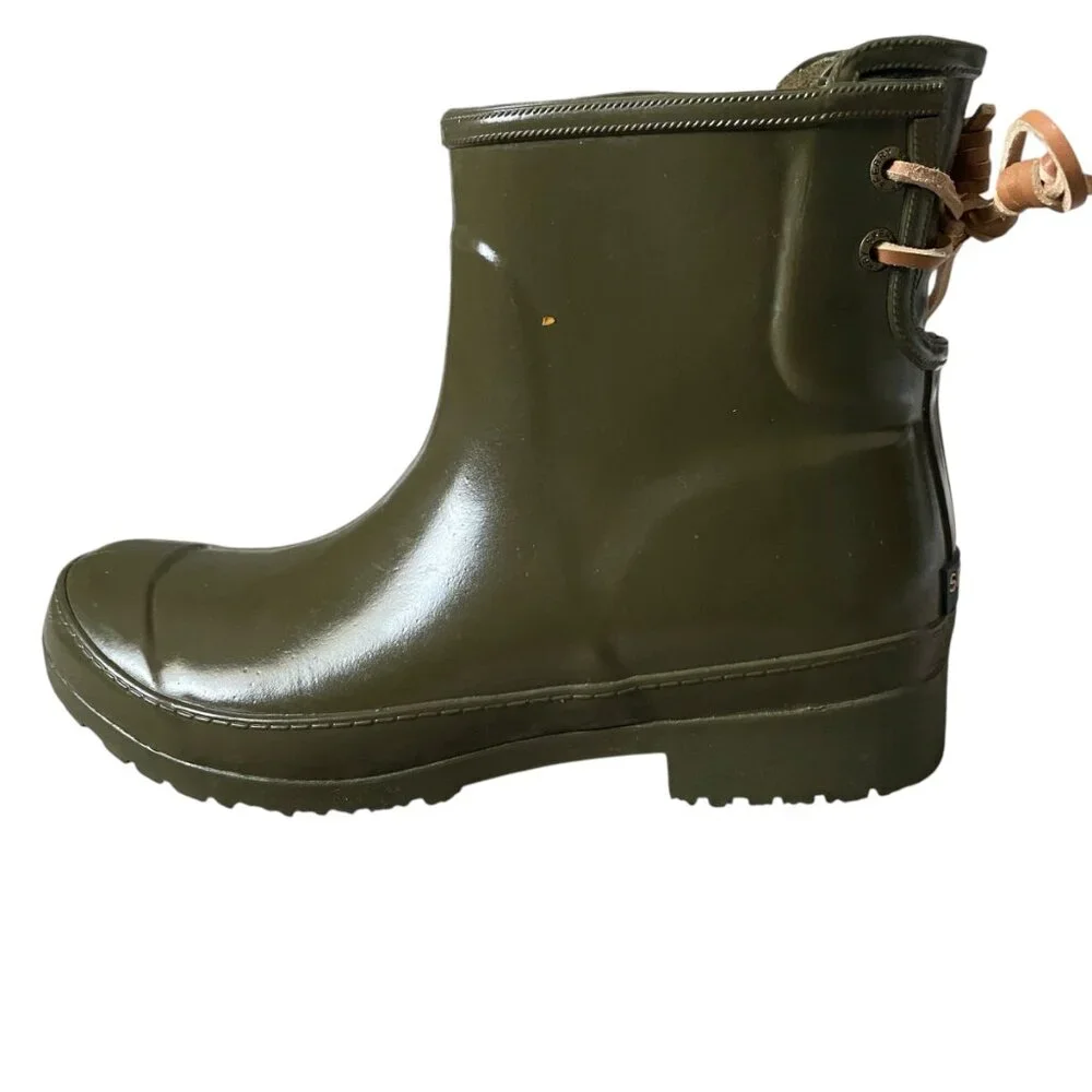 Sperry Top-Sider women's size 6 army green waterproof rubber rain boots footwear